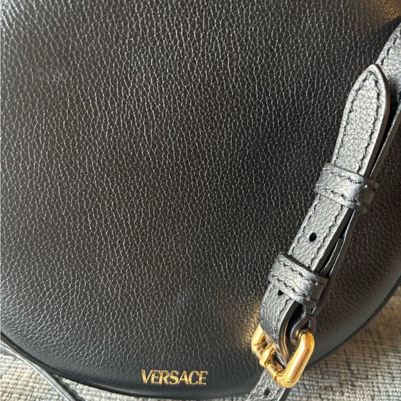 Versace Circular Black Crossbody Bag with Gold Medusa - Picture 4 of 7